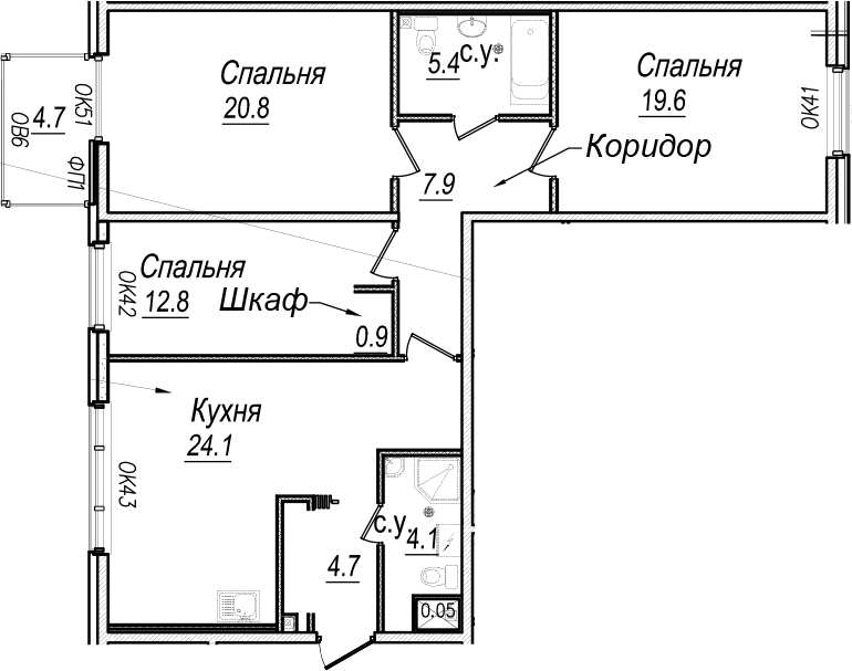 4Е-к.кв, 101.7 м²