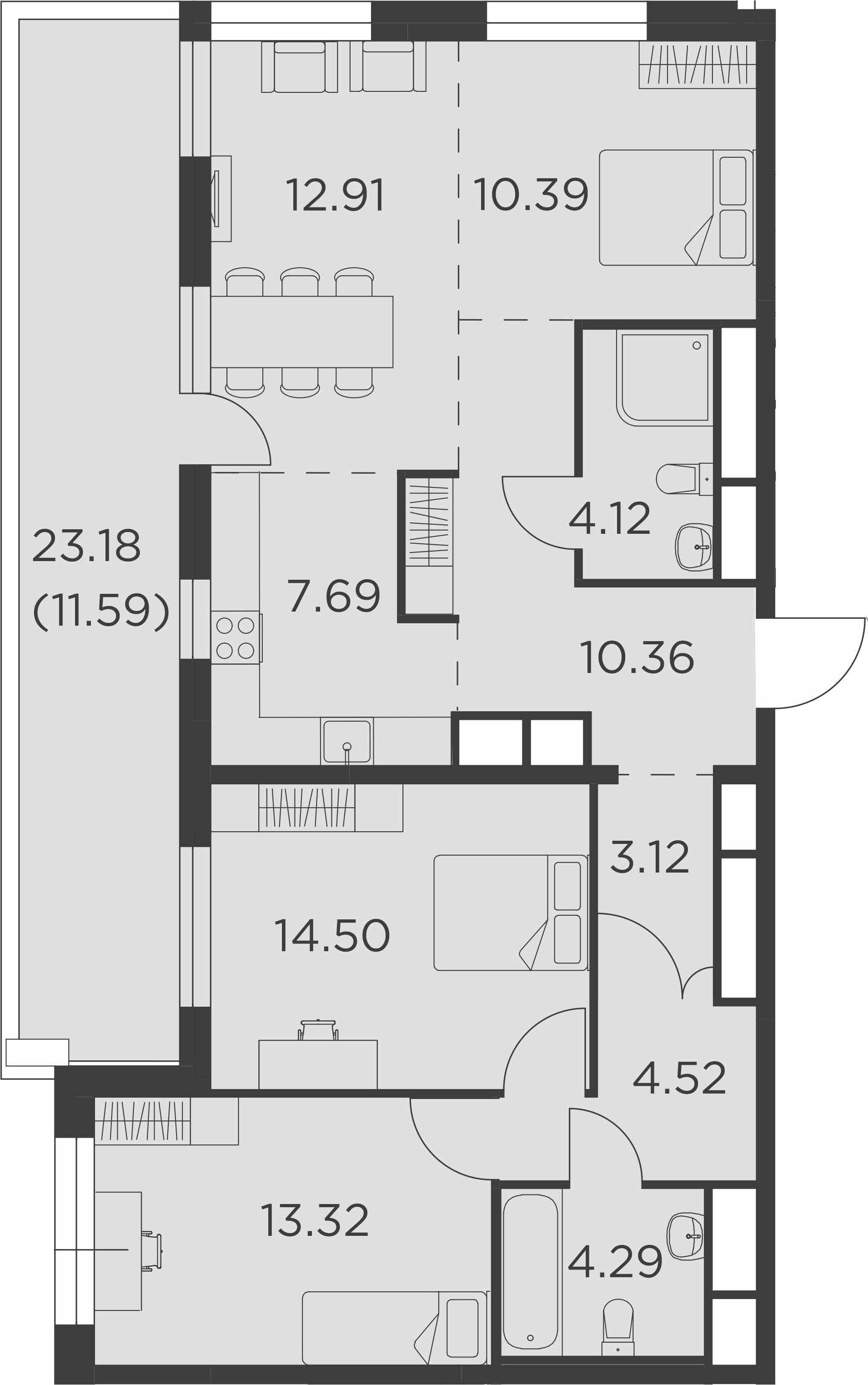 4Е-комнатная, 96.81 м²– 2