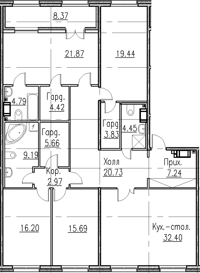5Е-комнатная, 170 м²– 2