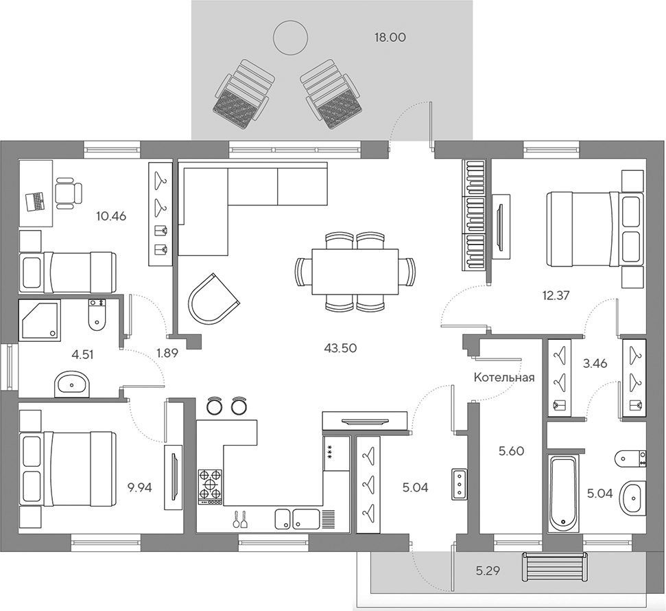 Купить квартиру в коттедже в новостройке 108.8 м², деревня Покровская, в  Ленинградской области, у метро Купчино