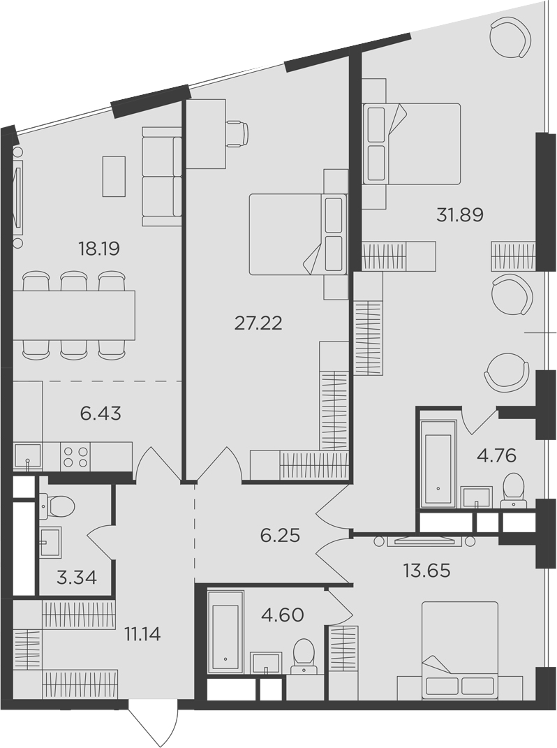 4Е-комнатная, 127.47 м²– 2
