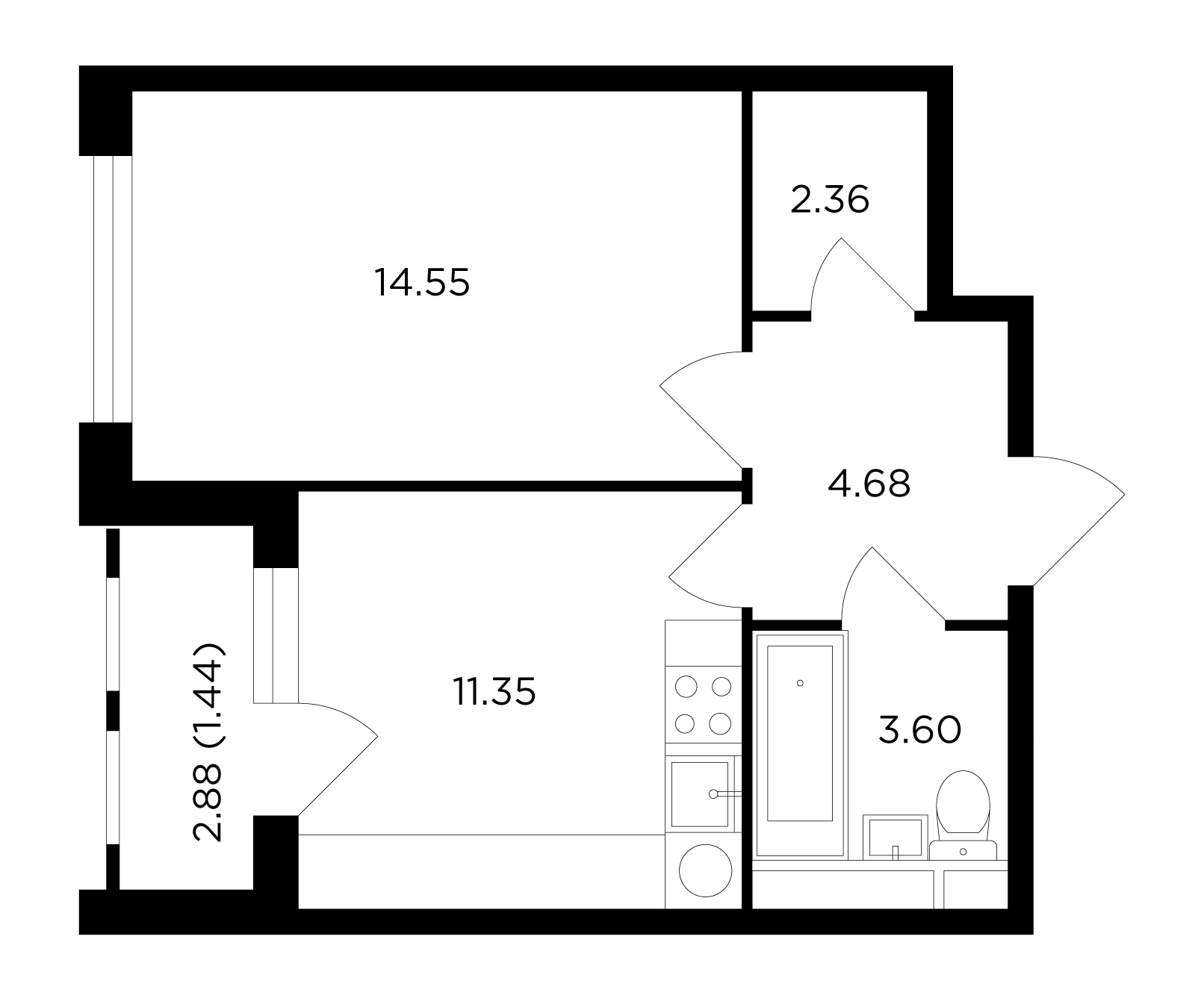 1-к.кв, 37.98 м²