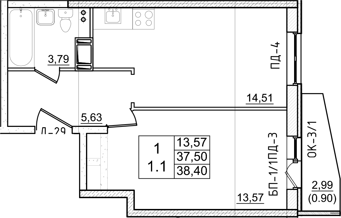 Купить 2-комнатную квартиру в новостройке 38.4 м², гп имени Свердлова, Западный  проезд, в Ленинградской области, у метро Пролетарская