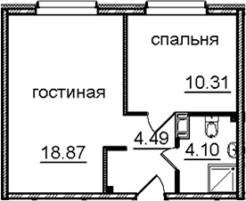 2Е-комнатная, 37.77 м²– 2