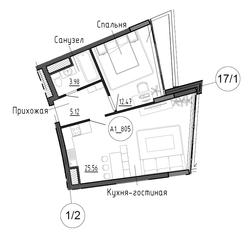 2Е-к.кв, 47.14 м²