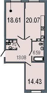 3Е-комнатная, 75 м²– 2