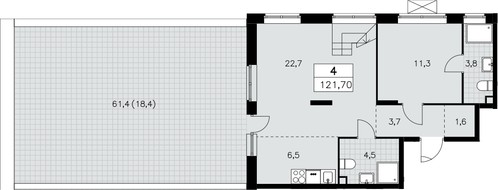 5Е-комнатная, 121.7 м²– 2