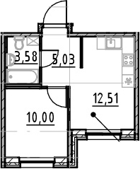 1-комнатная, 31.12 м²– 2