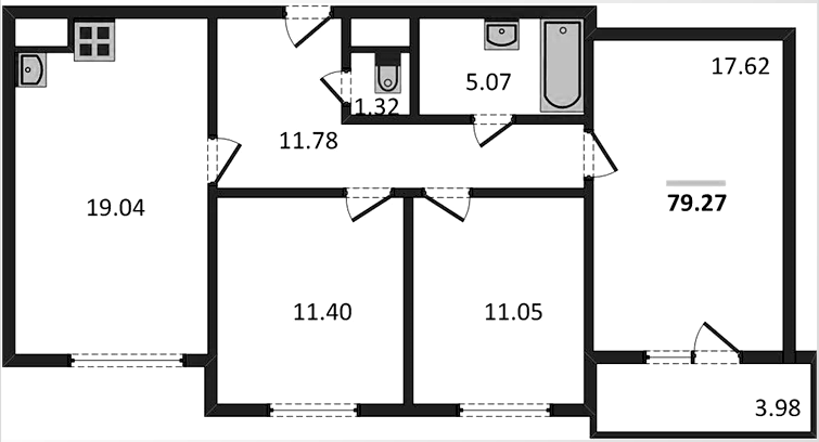 4Е-комнатная, 78.99 м²– 2