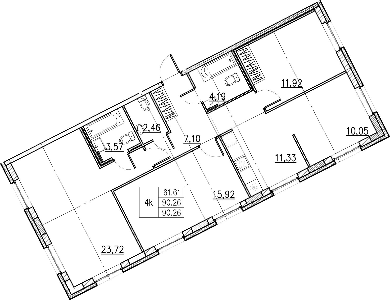 4-комнатная, 90.26 м²– 2