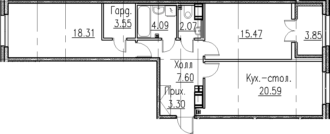 3Е-комнатная, 74.98 м²– 2