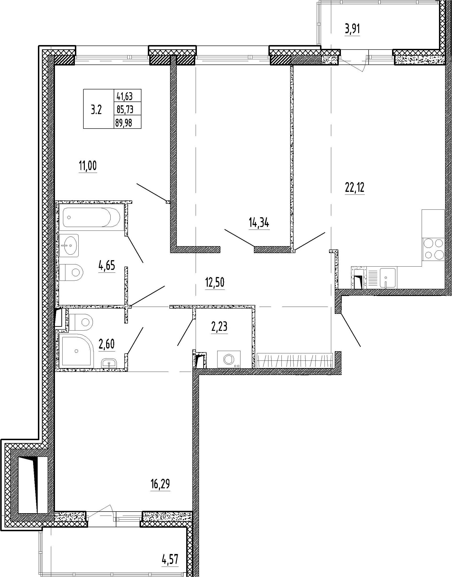 4Е-комнатная, 85.73 м²– 2
