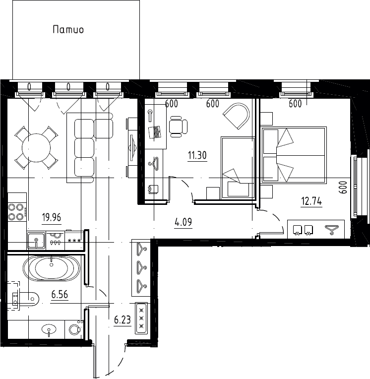 3Е-комнатная, 60.88 м²– 2
