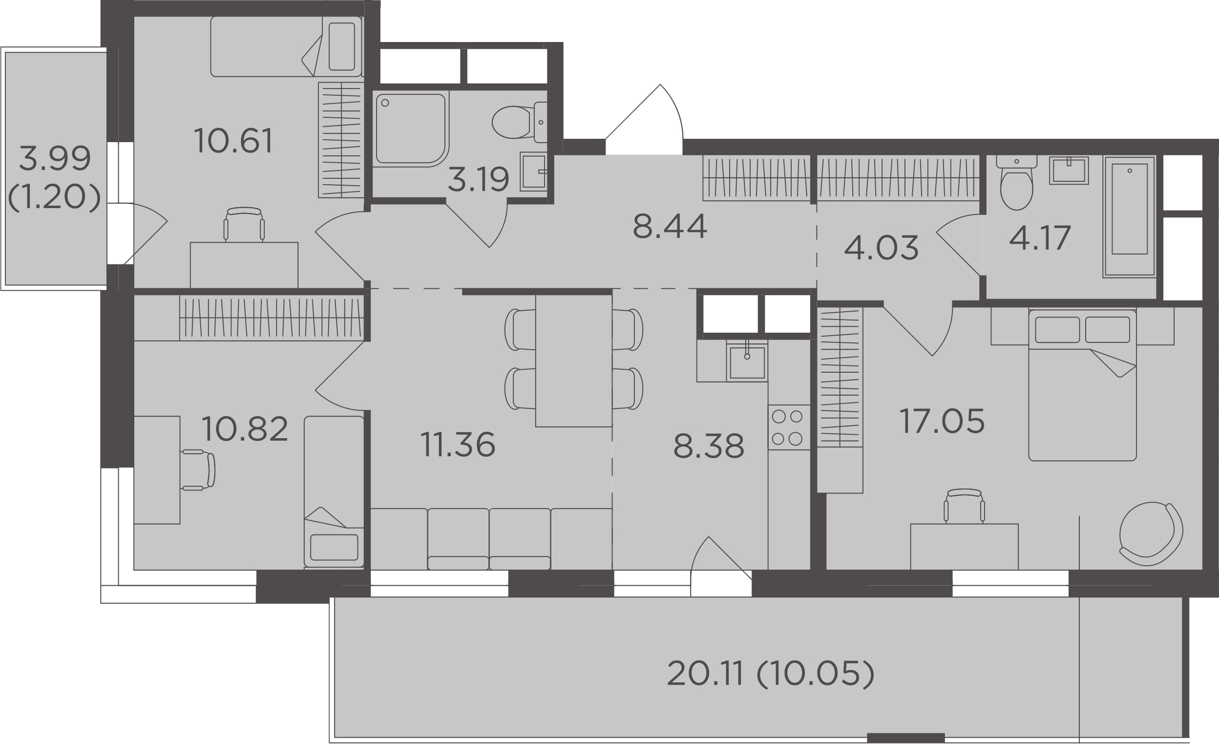 4Е-комнатная, 89.3 м²– 2