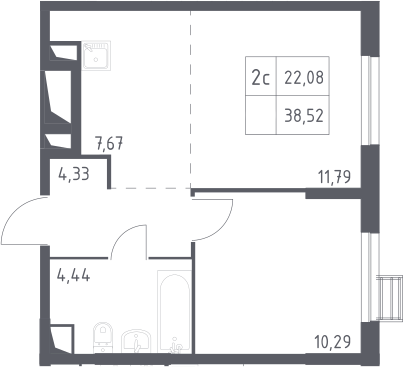 2Е-к.кв, 38.52 м²
