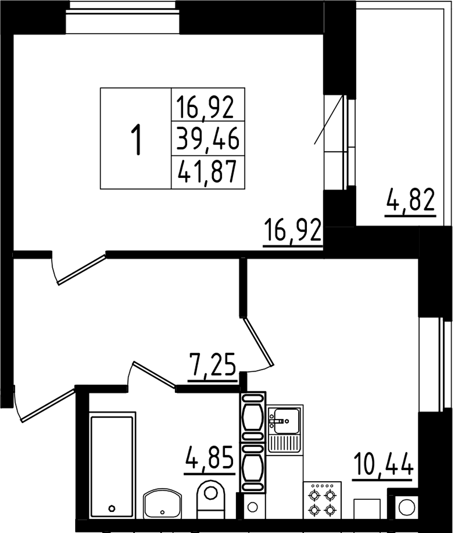 Купить 1-комнатную квартиру в новостройке 41.87 м², село Русско-Высоцкое,  улица Павлика Филимонова, в Ленинградской области, у метро Проспект  Ветеранов