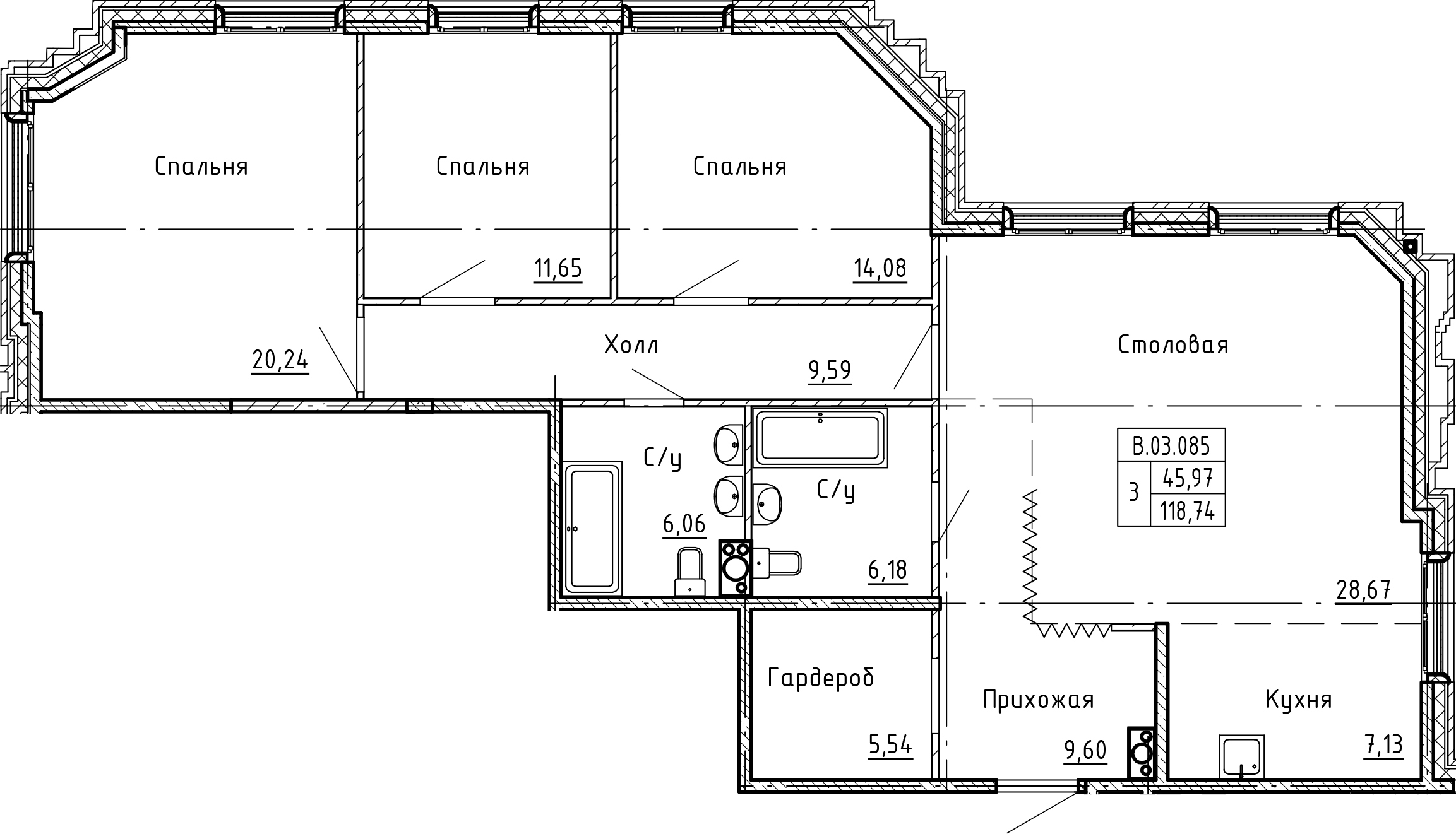 4Е-комнатная, 118.74 м²– 2