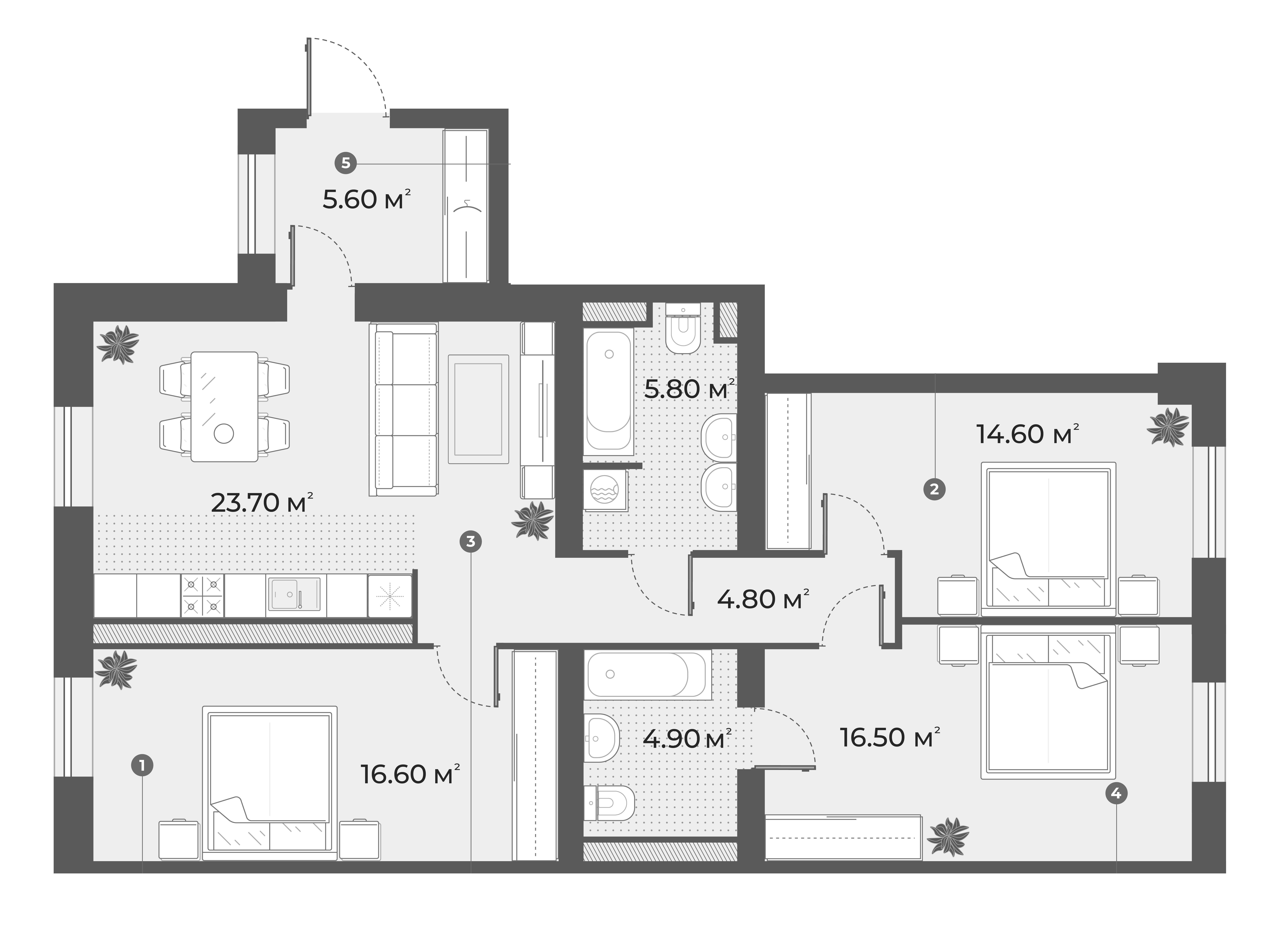 4Е-комнатная, 92.5 м²– 2
