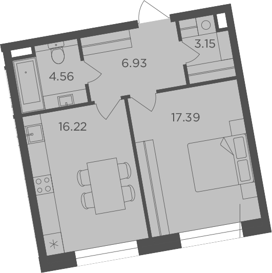 1-к.кв, 48.25 м²