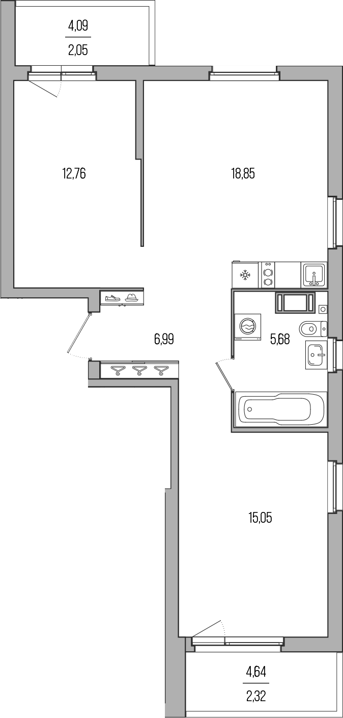 Купить 2-комнатную квартиру в новостройке 63.7 м², поселок Шушары, ул  Вишерская, в Санкт-Петербурге, у метро Купчино