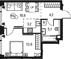 2Е-комнатная, 35.7 м²– 2
