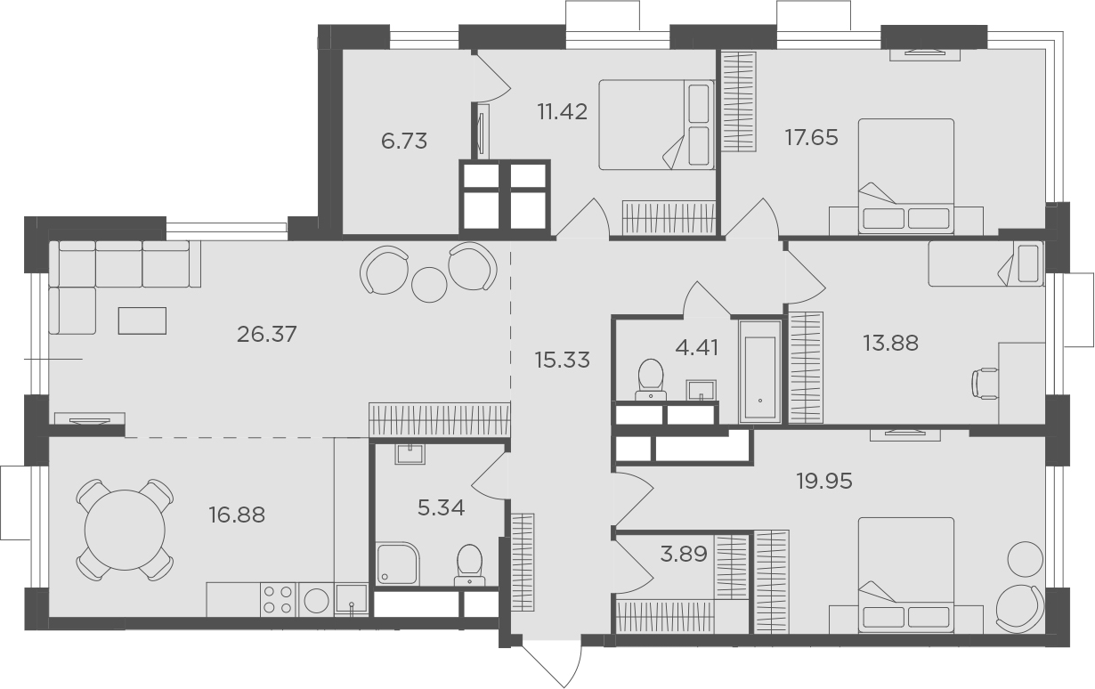 5Е-комнатная, 141.85 м²– 2