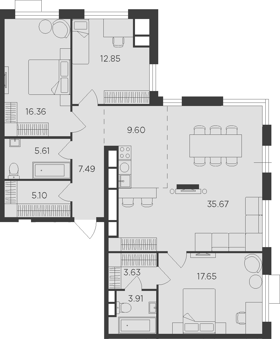 4Е-комнатная, 117.87 м²– 2