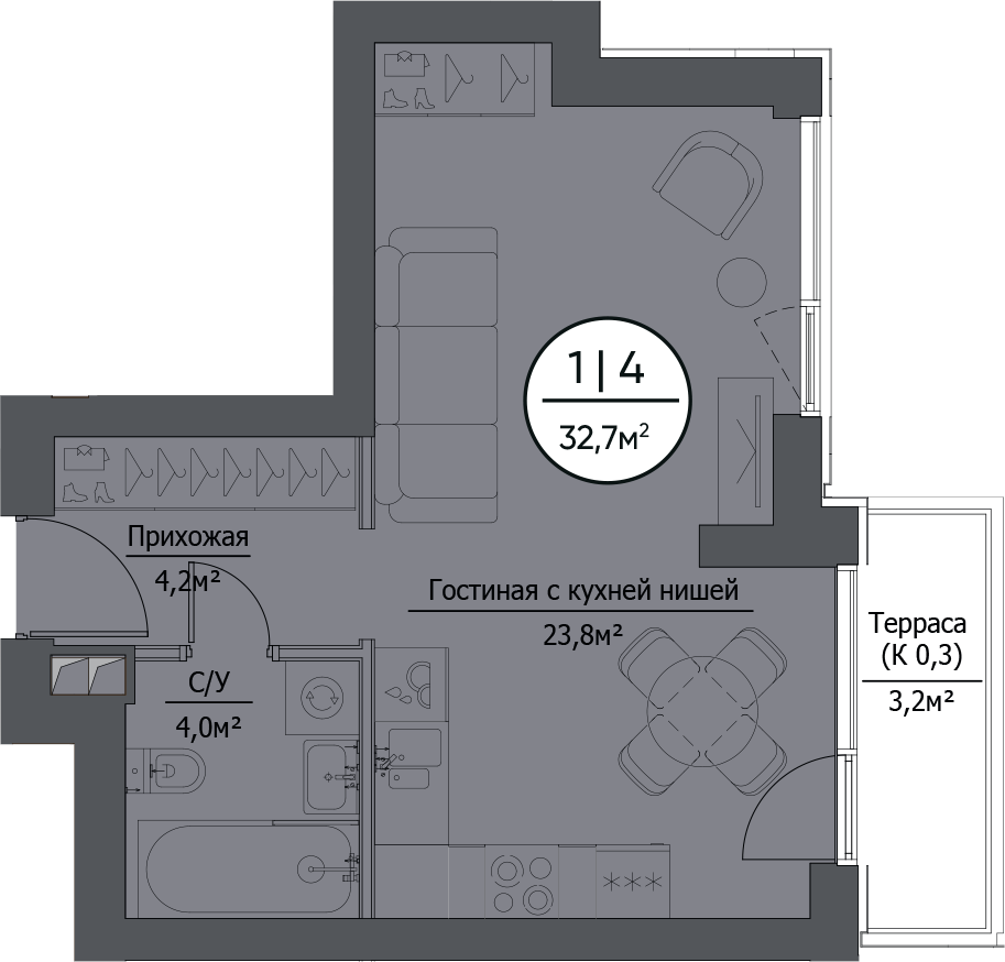 Купить студию в новостройке 33.03 м², 1-й Сетуньский проезд, в Москве, у  метро Лужники