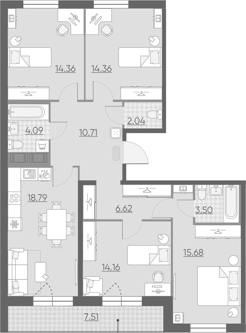 5Е-комнатная, 108.07 м²– 2