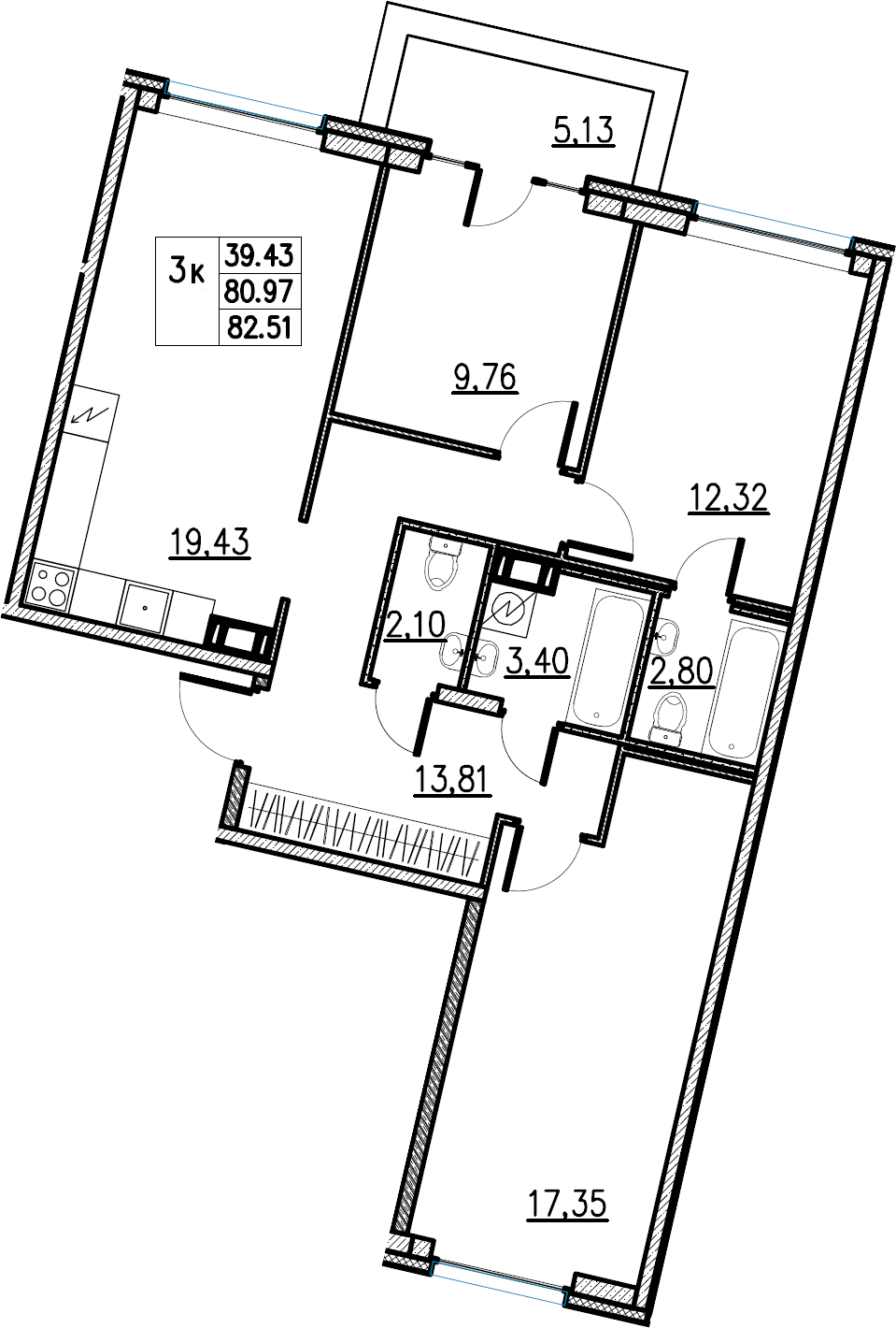4Е-комнатная, 82.51 м²– 2