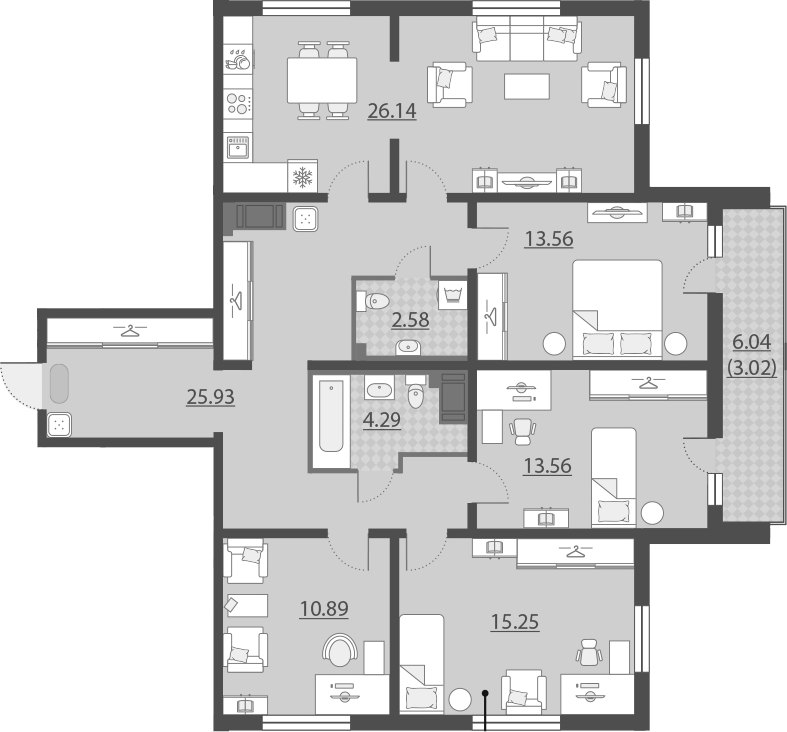 5Е-комнатная, 115.22 м²– 2