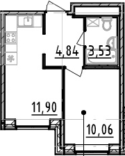 1-комнатная, 30.33 м²– 2