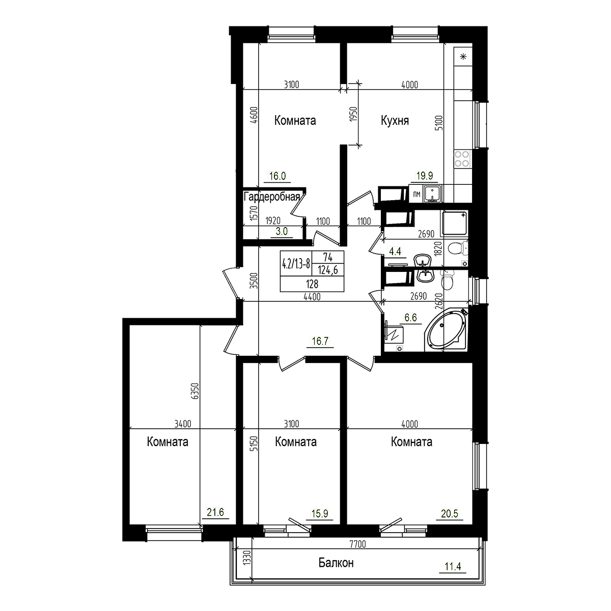 Купить 5-комнатную квартиру в новостройке 128 м², поселок Парголово,  Ольгинская дорога, в Санкт-Петербурге, у метро Парнас