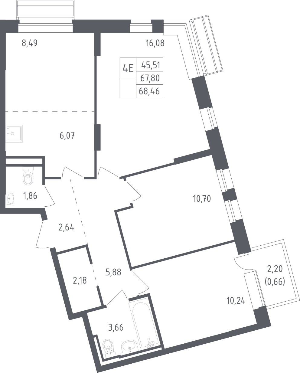 Купить 4-комнатную квартиру в новостройке 80.56 м², село Лайково, в  Московской области, у метро Одинцово (D1)