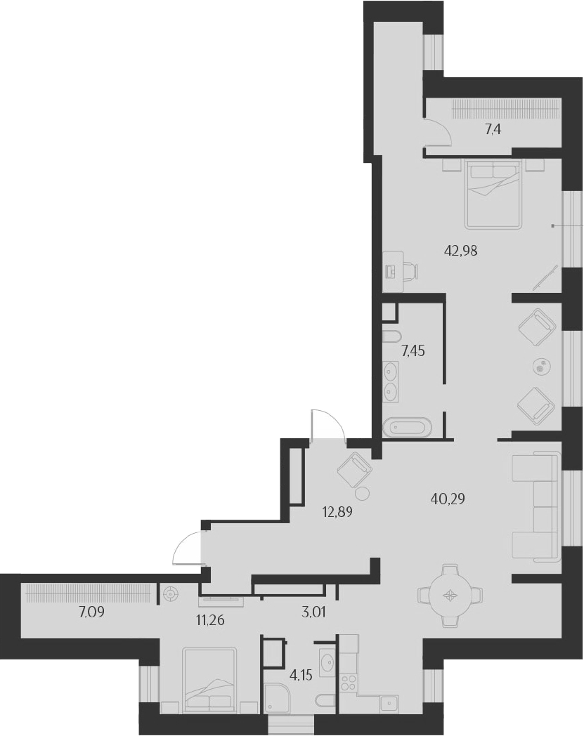 3Е-комнатная, 136.52 м²– 2