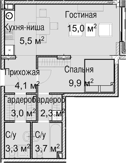 2Е-к.кв, 46.8 м²
