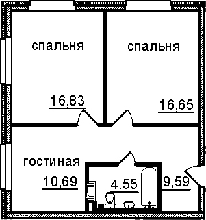 2-к.кв, 58.31 м²