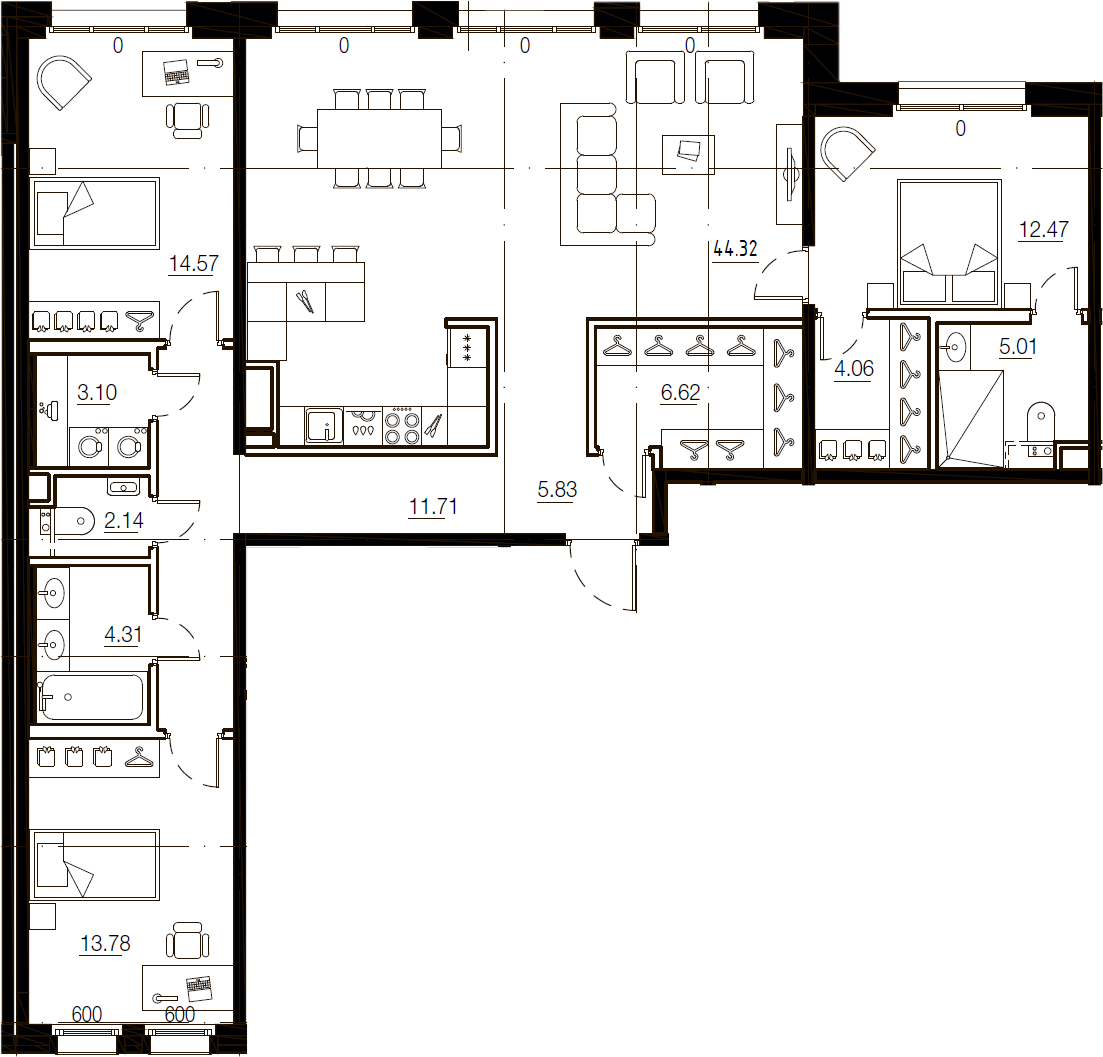 Купить 4-комнатную квартиру в новостройке 127.92 м², Малоохтинский пр-кт, в  Санкт-Петербурге, у метро Новочеркасская