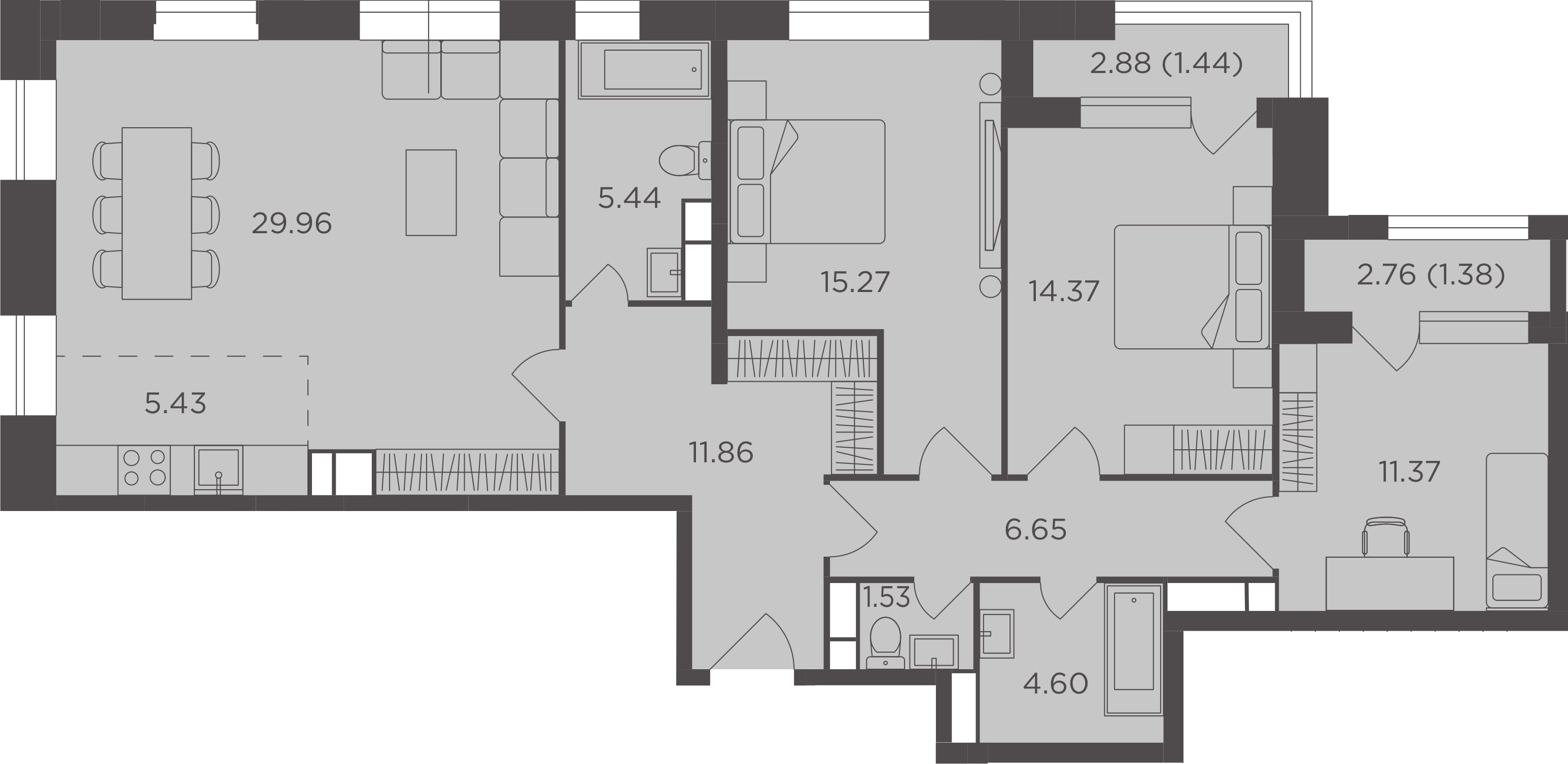 4Е-комнатная, 109.3 м²– 2