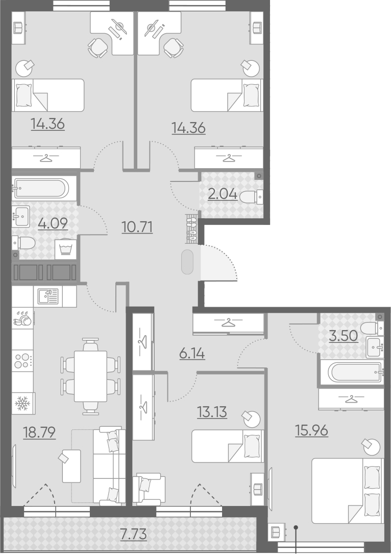 5Е-комнатная, 106.95 м²– 2
