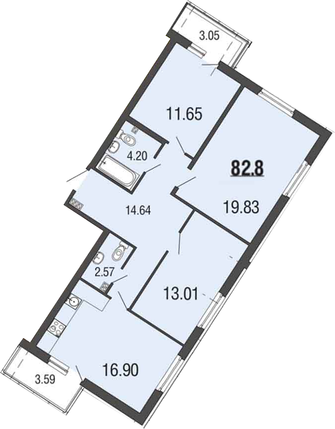 4Е-комнатная, 82.8 м²– 2