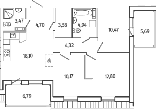 4Е-к.кв, 78.79 м², 5 этаж