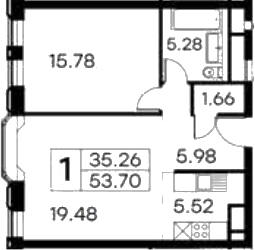 2Е-комнатная, 53.7 м²– 2