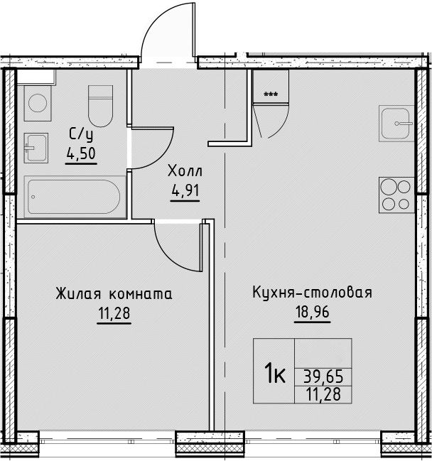 2Е-к.кв, 39.65 м²