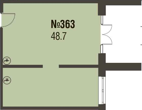 1-комнатная, 39 м²– 2