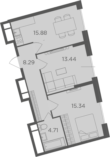 3Е-комнатная, 57.66 м²– 2