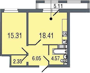2Е-комнатная, 46.7 м²– 2