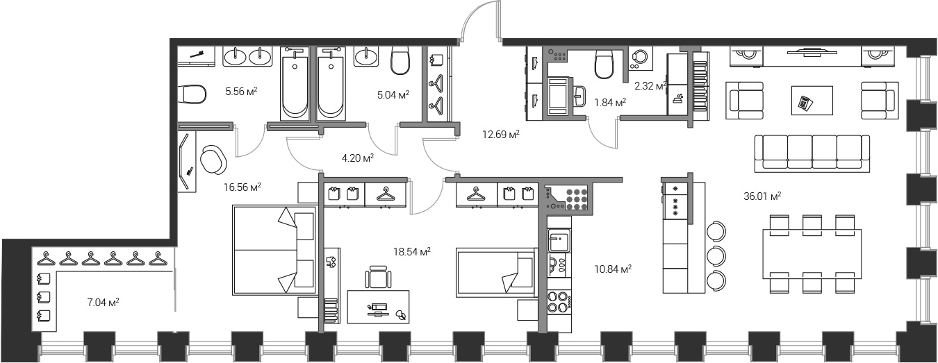 3Е-комнатная, 120.64 м²– 2