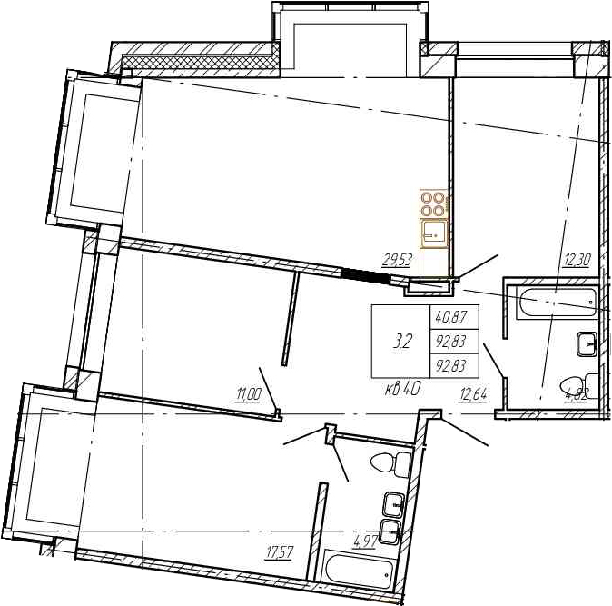 4Е-комнатная, 92.83 м²– 2