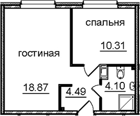 2Е-комнатная, 37.77 м²– 2